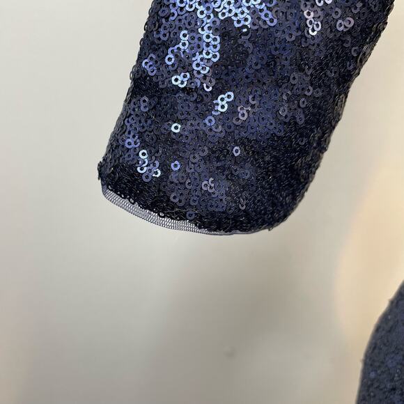 Rene Ruiz Collection Blue sequined ruched Knee Length Event Formal Dress 6 - Picture 8 of 15